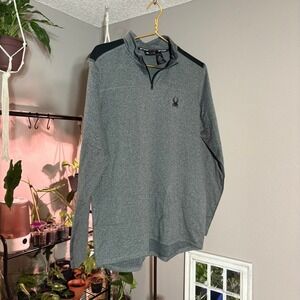 Spyder Active Pullover Athletic‎ Training Top Quarter Zip Gray Mens Medium
